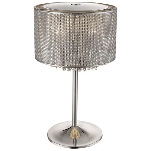 Bekah Silver Crystal Table Lamp, Cylinder Crystal Table Lamp