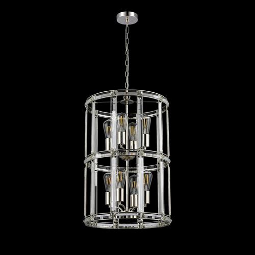 Baltimore Polished Nickel And Clear 8 Light Pendant LT32256