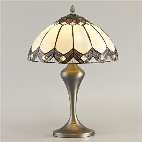 Chicago Aged Antique Brass And Cream Tiffany Table Lamp LT30187
