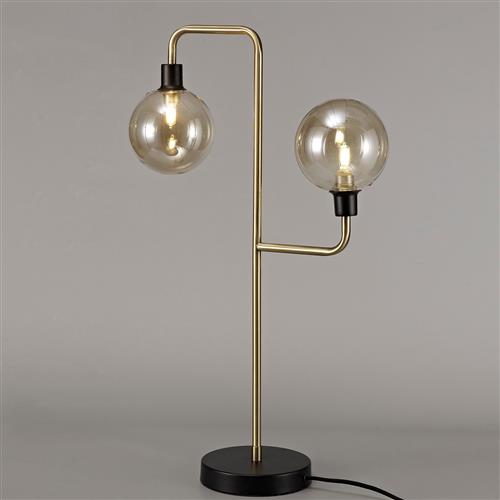 Omaha 2 Light Black And Antique Brass Table Lamp LT30588