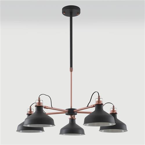 Nevada 5 Arm Black and Copper Ceiling Light LT30572
