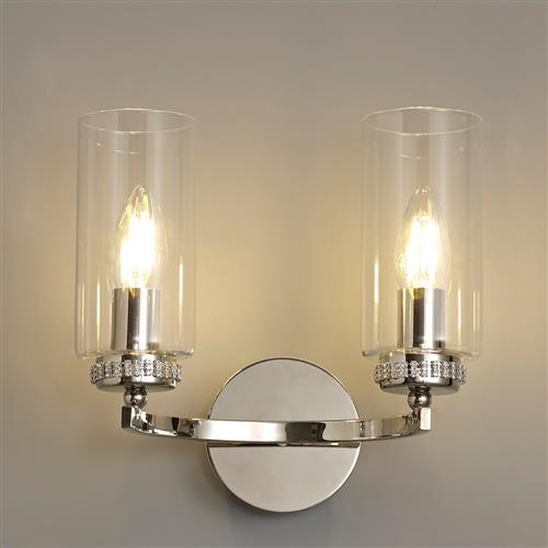 Kansas Switched Double Polished Nickel Wall Light LT30281