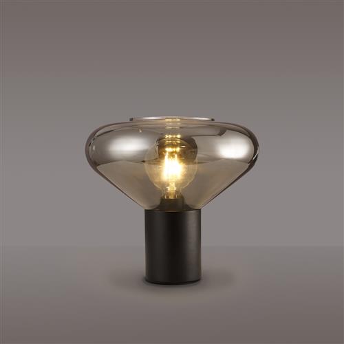 Naperville Wide Smoke Plated Glass Satin Black Table Lamp LT32921