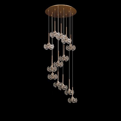Ohio French Gold And Crystal 13 Light Ceiling Cluster Pendant LT32896