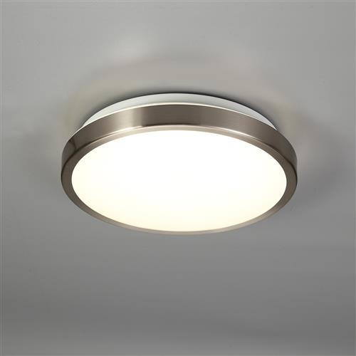 Pomona IP44 Satin Nickel LED Bathroom Flush Ceiling Light LT30610
