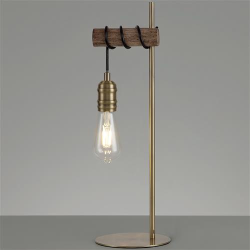 Rochester Oak And Antique Brass Table Lamp LT30603