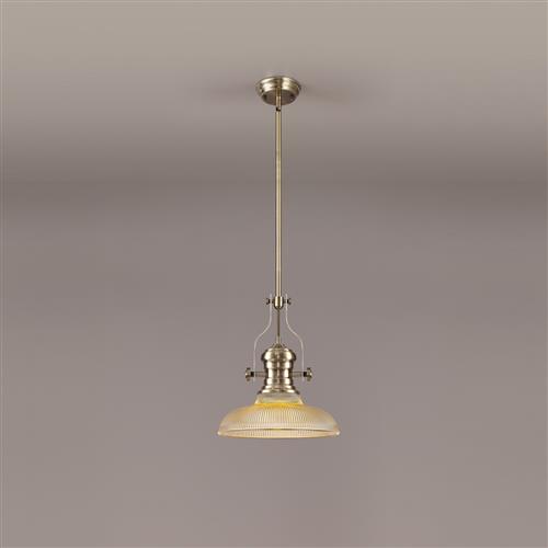 Rancho Antique Brass And Amber Ceiling Pendant LT32373