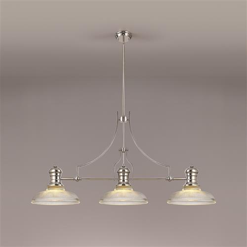 Rancho Polished Nickel And Clear Triple Pendant LT32625