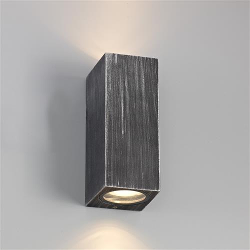 Independence Double Black Silver Rectangle Garden Wall Light LT30185