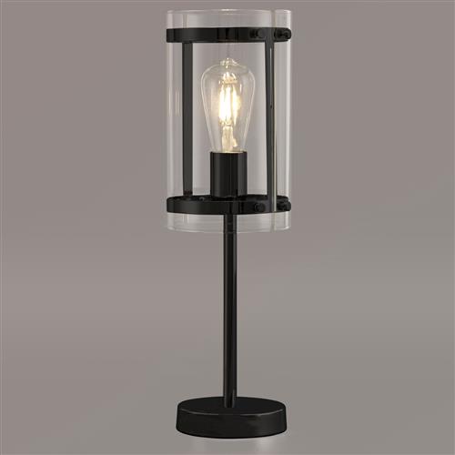 Miramar Matt Black & Clear Glass Table Lamp LT31104