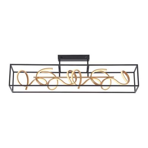 Selina LED Dimmable Black & Gold Finished semi-Flush Ceiling Fitting 6473-18