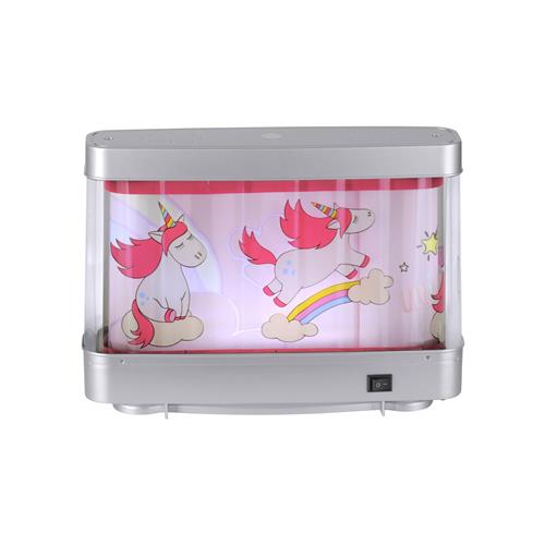 Novelty Unicorn LED Silver/Pink Childrens Bedroom Lamp 85206-70