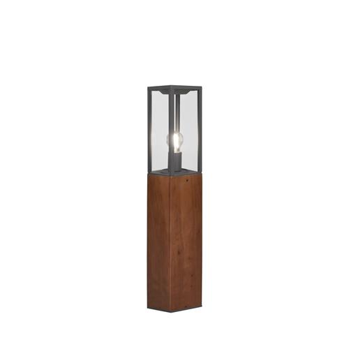 Garonne IP44 Natural Wood & Anthracite Outdoor Post Lamp 401860130