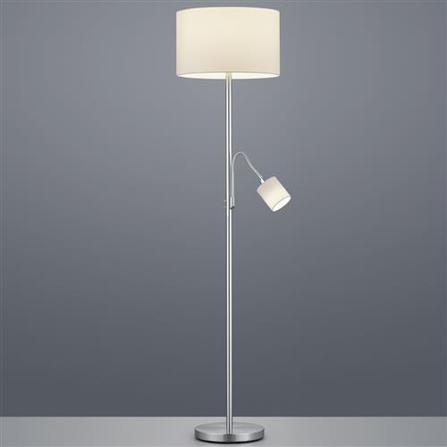 Hotel Nickel Double Floor Lamp White Shades 403900201