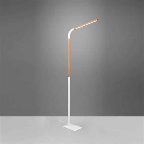 Norris White And Wood LED Floor Lamp 445210131