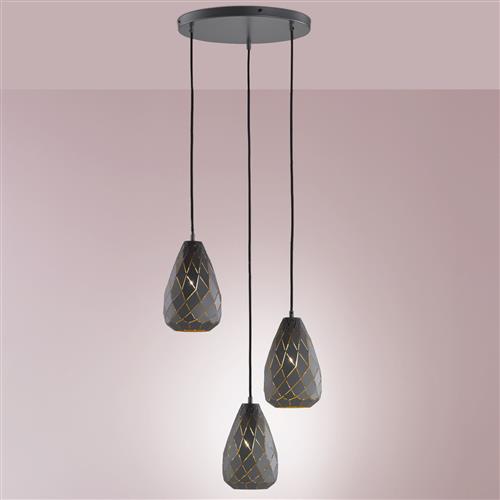 Onyx Anthracite Triple Ceiling Cluster Pendant 301300342