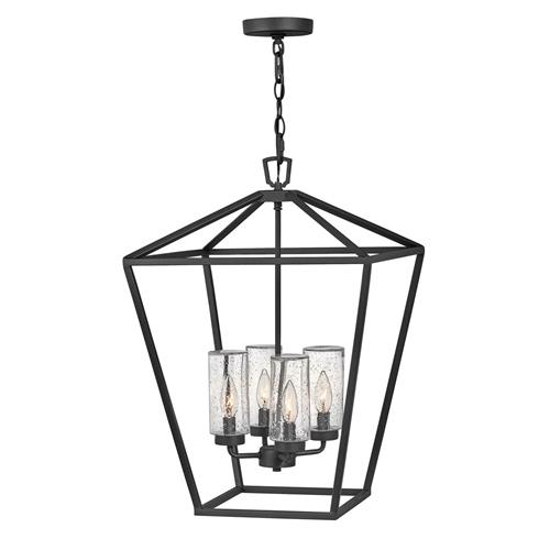 Black Outdoor IP44 Rated 4 Light Hanging Lantern QN-ALFORD-PLACE-4P-MB