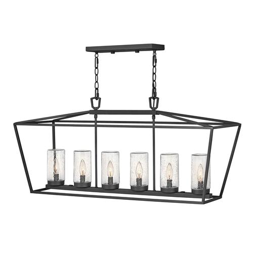 Black Outdoor IP44 Rated 6 Light Hanging Lantern QN-ALFORD-PLACE-6P-MB