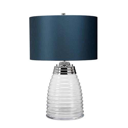 Clear Glass And Teal Dual-Lit Double Table Lamp QN-MILNE-TL-TEAL