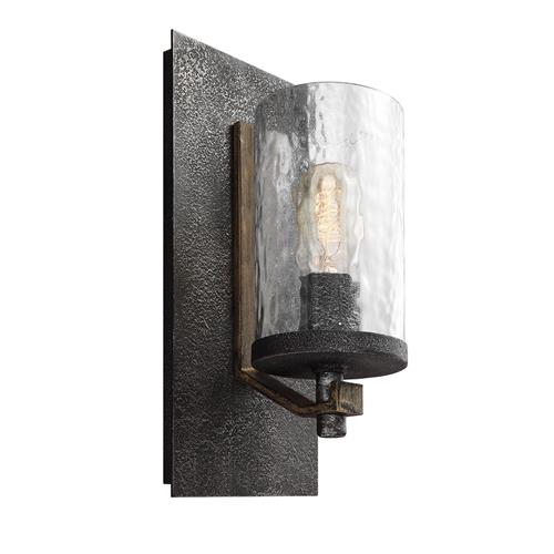Distressed Weathered Oak And Grey Steel Wall Light QN-ANGELO1