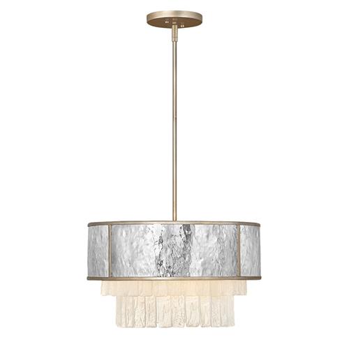 Hammered Steel And Champagne Gold 4 Light Semi-Flush/Pendant QN-REVERIE-4P-CPG
