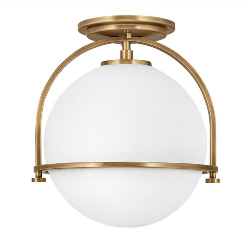 Heritage Brass Single Globe Semi-Flush Ceiling Light QN-SOMERSET-F-O-HB