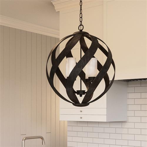 IP44 Rated Black And Silver Outdoor 4 Light Pendant QN-BLACKSMITH-4P-O