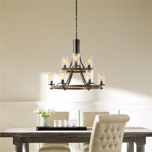 Oak And Grey Two-Tier 9 Light Multi-Arm Pendant QN-ANGELO9