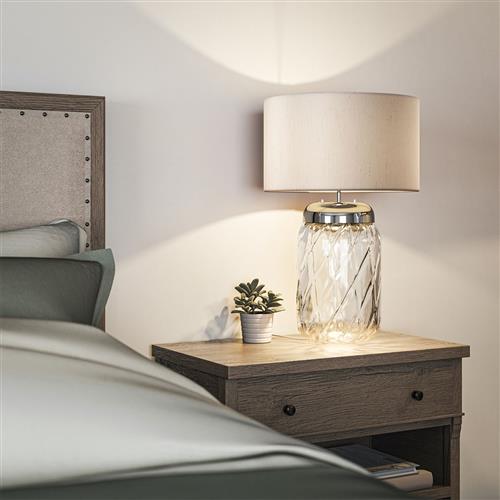Polished Nickel And Glass Dual-Lit Large Table Lamp QN-SOLA-TL-L