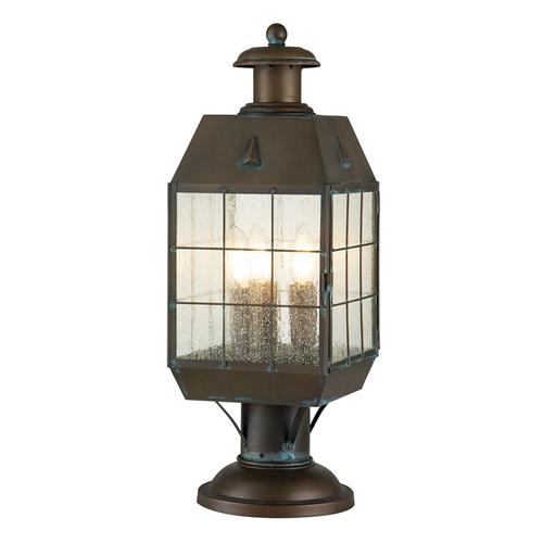 Solid Brass IP44 Rated Outdoor Triple Pedestal Lantern QN-NANTUCKET3-L-AS