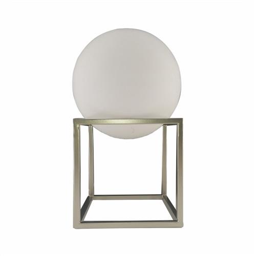 Cube Satin Nickel/Opal Glass Table Lamp CUBTLSN
