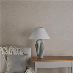 Rosario Grey Ribbed Ceramic Table Lamp & White Linen Shade ROS4239+CLE1633