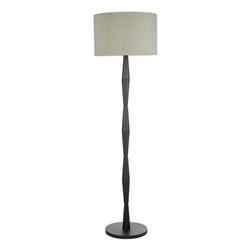 Sierra Satin Black Solid Wood & Grey Shade Geometric Floor Lamp SIE4922+PYR1839