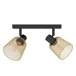 Coslada Double Black and Brass Colour Ceiling Spotlight 900694