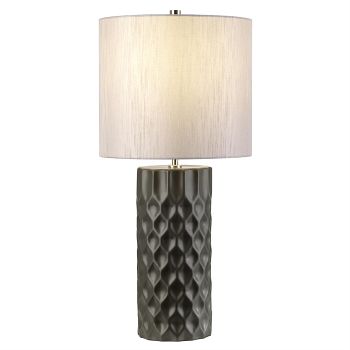 Barbican Graphite Ceramic Table Lamp Silk Drum Shade BARBICAN-TL
