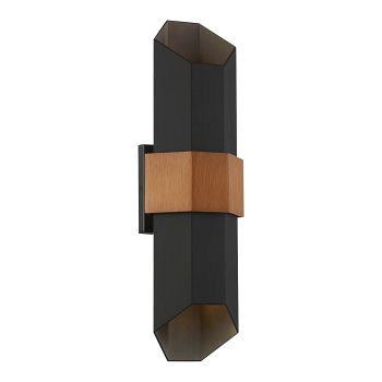 Chasm IP44 LED Black and Wood Effect Large Outdoor Wall Light QZ-CHASM-L-BKW