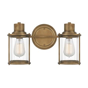 Riggs IP44 Rated Weathered Brass Bathroom Double Wall Light QZ-RIGGS2-BATH-WS
