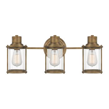Riggs IP44 Rated Weathered Brass Bathroom Triple Wall Light QZ-RIGGS3-BATH-WS