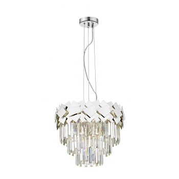 Celine Chrome And Crystal 6 Light Tiered Pendant Fitting