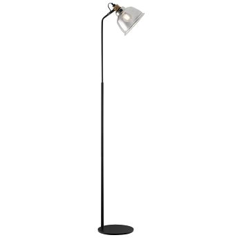 Ava Black And Tinted Glass Adjustable Industrial Floor Lamp 
