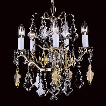 Louvre 5 Light Crystal & Polished Brass Ceiling Fitting CP06003/05/PB