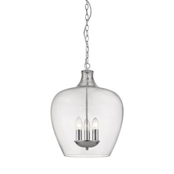 Nell 3 Light Metal And Clear Glass Pendant Fitting