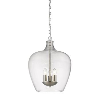 Nell 3 Light Metal And Clear Glass Pendant Fitting