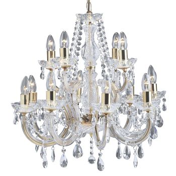 Marie Therese 12 Arm Brass and Clear Crystal Chandelier 699-12