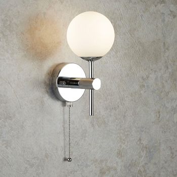Global IP44 Bathroom Polished Chrome Wall Light 4337-1-LED