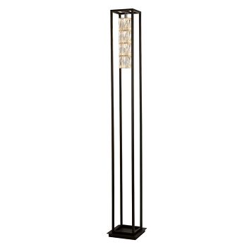 Elevator Rectangular Matt Black & Crystal LED Floor Lamp 89563BK