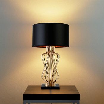 Ethan Gold Coloured Table Lamp With Black Shade 4110GO