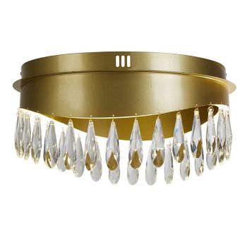 Jewel LED Matt Gold & Crystal Flush Ceiling Fitting 19211-1GO