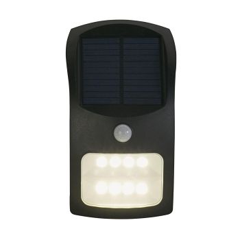 John IP44 Black And Frosted LED Outdoor Solar Wall Light 67420BK-PIR