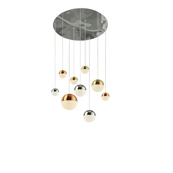Planets Mixed Coloured LED Nine Light Ceiling Cluster Pendant 4519-9